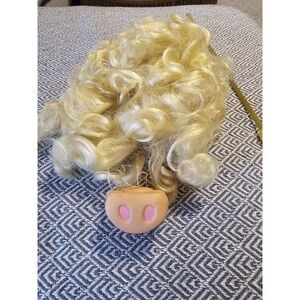 Vintage 1991 Little Miss Piggy Halloween Wig And Snout By Fun World